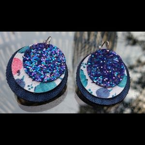 3/$20 Fall pumpkin faux leather earrings